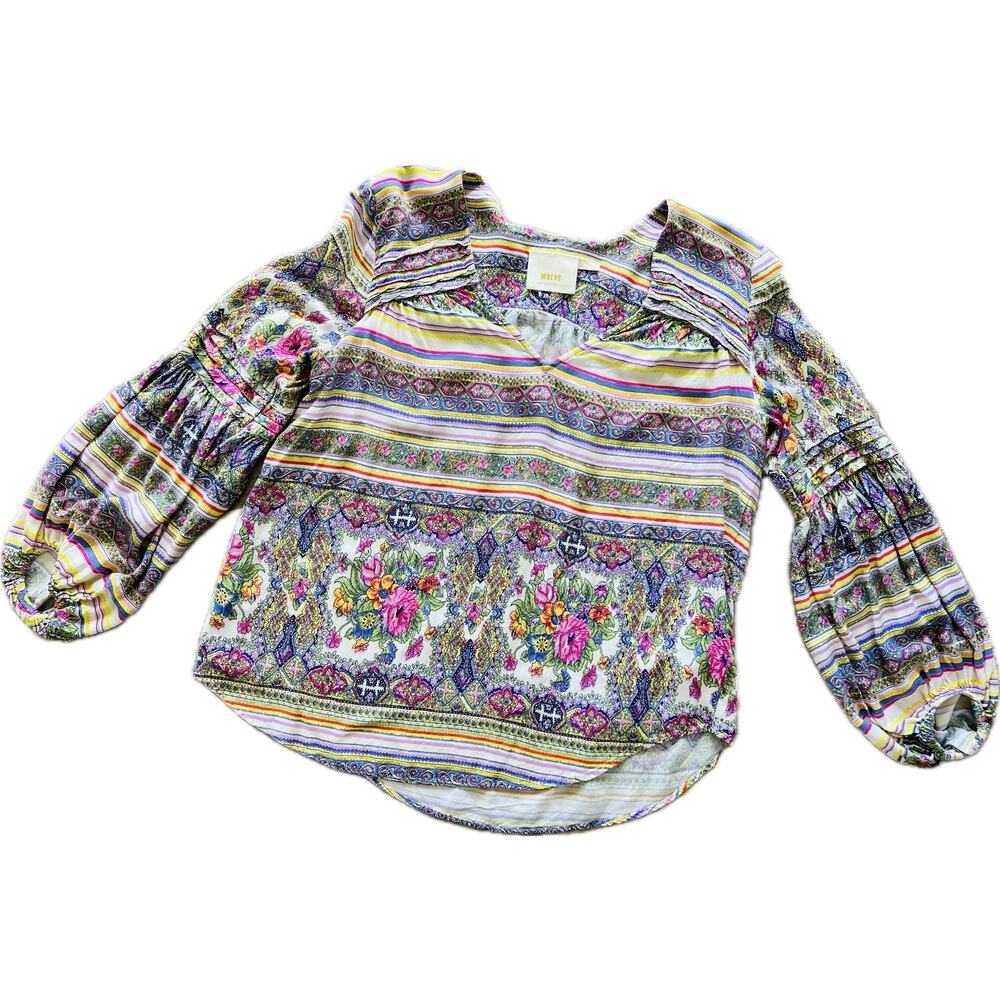 Anthropologie Ceresco Peasant‎ Blouse Small Maeve Floral Blouse Top - Picture 3 of 5